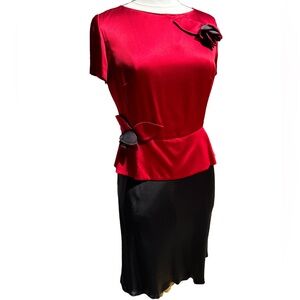 MOSCHINO Vintage Black and Red Holiday Roses Dress
